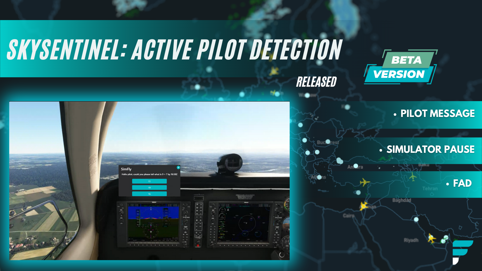 SkySentinel - Active Pilot Detection, Simulator Pause, FAD - Beta Versione Release